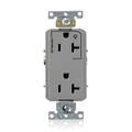 Product Image of Decora Plus Duplex Receptacle, Heavy-Duty Industrial, Split-Circuit, 20A 125V NEMA 5-20R (Gray)