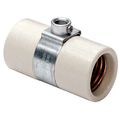Product Image of Medium Base, 1 Piece, Keyless, Incandescent, Glazed Porcelain Lampholder, Side Outlet Twin, Single Circuit, Side Outlet, Dual Socket (White)