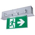 Product Image of Running Man Green Edge Lit Exit Sign, 120-347V, 2HR backup, Single/Dual Face, Premium Flush Recessed Mounting