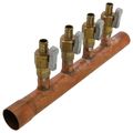 Product Image of 1" Copper Manifold w/ 1/2" Crimp Ball Valves, Lead Free (4 Outlets)