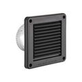 Product Image of 4" Black Mini Louvered Plastic Fresh Air Intake Vent w/ 1/8" Metal Screen, 3" Pipe