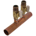 Product Image of 1" Male Sweat Copper Manifold w/ 1/2" MIP/Female Sweat Ball Valves (2 Outlets)