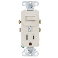 Product Image of Single-Pole Combination Single Toggle Switch & Single Receptacle, 15A - Light Almond (120/125V)