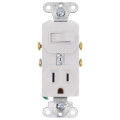 Product Image of Single-Pole Combination Single Toggle Switch & Single Receptacle, 15A - White (120/125V)