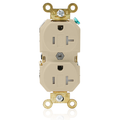 Product Image of Duplex Receptacle Outlet, Extra  Tamper-Resistant, Smooth Face, 20A, 125V Back or Side Wire, NEMA 5-20R, 2-Pole, 3-Wire, Self-Grounding (Ivory)