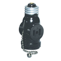Product Image of Indoor 660W, 125V 2-pole, 2-wire Pull Chain Lampholder w/ 2 Outlets Pull Chain Controls Lamp Socket Only, While Outlet Is Continuously Live (Black)