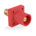Product Image of 16 Series Single Pole Cam Type Male Panel Mount Receptacle, 90-Degree, Half Round w/ Tapped Hole, Cable Size #2, 4/0, 400A Max (Red)