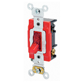 Product Image of 20A, 277V Toggle Pilot Light, Illuminated On, Req Neutral 3-way AC Quiet Switch, Extra Heavy Duty Spec Grade, Self Grounding, Back & Side Wired,, Red