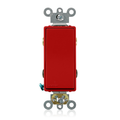 Product Image of 20A, 120/277V Decora Plus Rocker 4-Way AC Quiet Switch, Commercial Spec Grade, Self Grounding, Back & Side Wired, RED