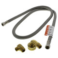 Product Image of 48" Braided Stainless Steel Dishwasher Connector w/ 2 MIP Elbows (3/8" x 3/8" Compression)