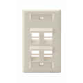 Product Image of Angled Single-Gang Quickport, Wallplate w/ ID Windows, 4-port (Light Almond)