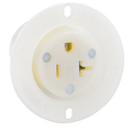 Product Image of 20A, 125V NEMA 5-20R, 2P, 3W, Flanged Outlet Receptacle, Straight Blade, Grounding, Back Wired, Thermoplastic Nylon Strap (White)