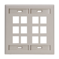 Product Image of Dual-Gang Quickport, Wallplate w/ ID Windows, 12-port (Light Almond)