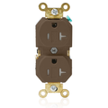Product Image of Duplex Receptacle Outlet, Extra  Tamper-Resistant, Smooth Face, 20A, 125V Back or Side Wire, NEMA 5-20R, 2-Pole, 3-Wire, Self-Grounding (Brown)