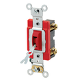 Product Image of 20A, 120/277V Toggle Locking Single-pole AC Quiet Switch, Self Grounding, Back & Side Wired, (Red)
