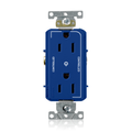 Product Image of Decora Plus Duplex Receptacle, Heavy-Duty Industrial, 15A 125V 2P 3W (Blue)