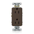 Product Image of Decora Plus Duplex Receptacle Outlet,  Smooth Face, 15A, 125V Side Wire, NEMA 5-15R, 2-Pole, 3-Wire, Self-Grounding (Brown)