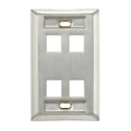 Product Image of Stainless Steel Quickport, Wallplate, Single-Gang, 4-port, w/ ID Windows