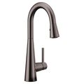 Product Image of Sleek Black Stainless 1 Handle Pulldown Bar Faucet, 7664BLS