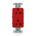 Product Image of Decora Plus Isolated Ground Duplex Receptacle Outlet,  Smooth Face, 20A, 125V Back or Side Wire, NEMA 5-20R, 2-Pole, 3-Wire, Self-Grounding, Red