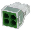 Product Image of Pushwire Connector for Junction Boxes, 18-12 AWG - 4 Ports, Green (Box of 100)
