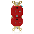 Product Image of Duplex Receptacle Outlet, Extra  Tamper-Resistant, Smooth Face, 20A, 125V Back or Side Wire, NEMA 5-20R, 2-Pole, 3-Wire, Self-Grounding, Red