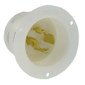 Product Image of 20A, 277/480V 3-Phase Y, NEMA L19-20P, 4P, 4W, Flanged Inlet Locking Receptacle, Non-Grounding (White)