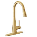 Product Image of Sleek Single Handle High Arc Pulldown Kitchen Faucet (Brushed Gold), 7864BG