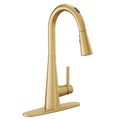 Product Image of Sleek Brushed Gold 1 Handle Pulldown Kitchen Faucet, 7864EVBG