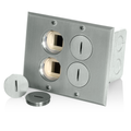 Product Image of Floor Box Assembly w/ (1) 20A Low Vage Tamper-resistant Outlet/receptacle And (1) Quickport Insert, Nickel