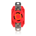 Product Image of 30A, 125/250V NEMA L14-30R, 3P, 4W, Flush Mtg Locking Receptacle, Grounding (Red)