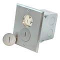 Product Image of 1-Gang Floor Box Receptacle, 20A 125V 2P 3W Tamper Proof, Straight Blade, Nickel Plate (Ivory)