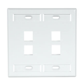 Product Image of Dual-Gang Quickport, Wallplate w/ ID Windows, 4-port (White)