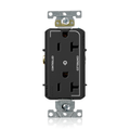Product Image of Decora Plus Duplex Receptacle, Heavy-Duty Industrial, 20A 125V NEMA 5-20R, 2P 3W (Black)