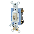 Product Image of 15A, 120/277V Toggle Locking 3-way AC Quiet Switch, Self Grounding, Back & Side Wired, (Ivory)