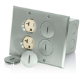 Product Image of Floor Box Assembly w/ (2) 20A Tamper-resistant Outlet/receptacle, Nickel