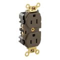 Product Image of Duplex Receptacle Outlet, Extra  Smooth Face, 15A, 125V Back or Side Wire, NEMA 5-15R, 2-Pole, 3-Wire, Self-Grounding (Brown)
