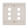 Product Image of Dual-Gang Quickport, Wallplate w/ ID Windows, 6-port (Light Almond)