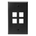 Product Image of Single-Gang Quickport, Wallplate, 4-port (Black)