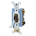 Product Image of 15A, 120/277V Toggle Locking 3-way AC Quiet Switch, Self Grounding, Back & Side Wired(Brown)