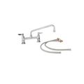 Product Image of Double Pantry Faucet, Deck Mount, 8" Centers, 12" Swing Nozzle (062x), Lever Handles w/ Inlet Kit, B-0221-KIT