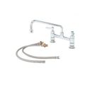 Product Image of Double Pantry Faucet, Deck Mount, 8" Centers, 12" Swing Nozzle, Cerama Cartridges w/ Inlet Kit, B-0221-CR-KIT