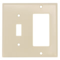 Product Image of 2-Gang Electrical Wall Plate, Combo, 1 Decora & 1 Toggle Switch (Ivory)