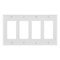 Product Image of 4-Gang Decora Duplex Receptacle Wall Plate, Device Mount (White)