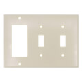 Product Image of 3-Gang Electrical Wall Plate, Combo, 1 Decora & 2 Toggle Switch (Ivory)