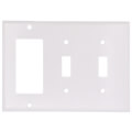 Product Image of 3-Gang Electrical Wall Plate, Combo, 1 Decora & 2 Toggle Switch (White)