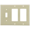 Product Image of 3-Gang Electrical Wall Plate, Combo, 2 Decora & 1 Toggle (Ivory)