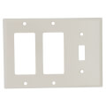 Product Image of 3-Gang Electrical Wall Plate, Combo, 2 Decora & 1 Toggle (Light Almond)