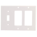 Product Image of 3-Gang Electrical Wall Plate, Combo, 2 Decora & 1 Toggle (White)