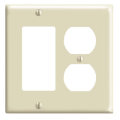 Product Image of 2-Gang Electrical Wall Plate, Combination, 1 Decora & 1 Duplex Receptacle (Ivory)